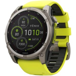 Часы Garmin Fenix 8 51mm Solar Sapphire Titanium Amp Yellow/Graphite Silicone band (010-02907-21)