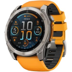 Часы Garmin Fenix 8 — 51 mm AMOLED Sapphire Titanium with Spark Orange/Graphite Silicone band (010-02905-11)