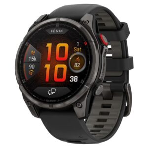Часы Garmin Fenix 8 Pro — 47 mm AMOLED Sapphire Carbon Grey DLC Titanium with Black/Pebble Grey silicone band (010-03198-01)