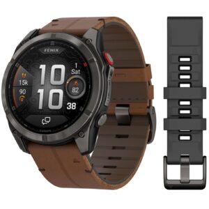 Часы Garmin Fenix 8 Pro — 51 mm AMOLED Sapphire Carbon Grey DLC Titanium with Chestnut Leather band (010-03199-40)