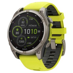 Часы Garmin Fenix 8 47mm Solar Sapphire Titanium Amp Yellow/Graphite Silicone band (010-02906-21)