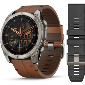 Часы Garmin Fenix 8 — 51 mm AMOLED Sapphire Titanium with Chestnut Leather Band (010-02905-40)