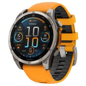 Часы Garmin Fenix 8 — 47 mm, AMOLED Sapphire, Titanium with Spark Orange/Graphite Silicone band (010-02904-11)