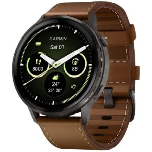 Часы Garmin Venu 4 — 45 mm Slate with Black Silicone Band and Brown Leather Band (010-03014-03)