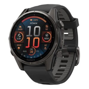 Часы Garmin Fenix 8 — 43 mm AMOLED Sapphire Carbon Gray DLC Black Silicone band (010-02903-21)