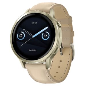 Часы Garmin Venu 4 — 41 mm Lunar Gold with Bone Silicone Band and Light Sand Leather Band (010-03013-03)