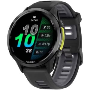 Часы Garmin Forerunner 970 — Carbon Gray DLC Titanium with Black Case and Black/Translucent Whitestone Band