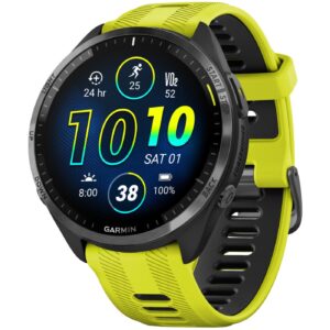 Часы Garmin Forerunner 965 — Carbon Gray DLC Titanium Bezel with Black Case and Amp Yellow/Black Silicone Band