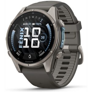 Часы Garmin Fenix 9 — 43 мм Titanium with Pebble Gray Silicone Band (010-04761-11)