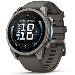 Часы Garmin Fenix 9 — 47 мм Titanium with Pebble Gray Silicone Band (010-04762-01)