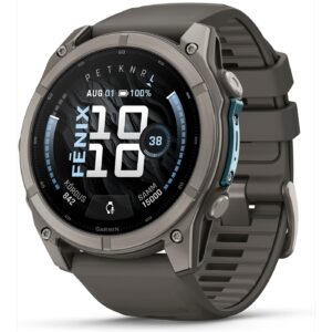 Часы Garmin Fenix 9 — 51mm Titanium with Pebble Gray Silicone Band (010-04763-01)