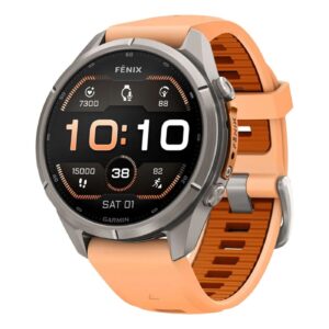 Часы Garmin Fenix 9 Pro 43 мм AMOLED Titanium Shell Pink / Autumn Orange (010-04335-06)